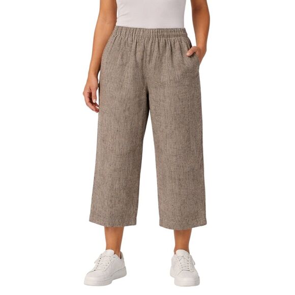 Chico's Pants - Chico’s Linen Pants Size 2 (12)  Brown Crop Wide Leg